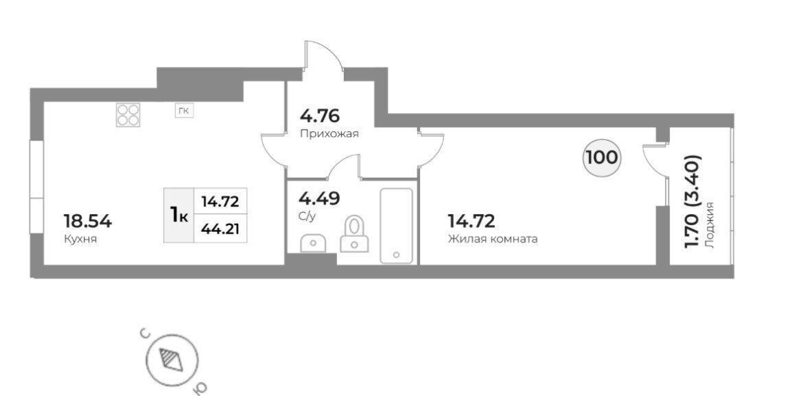 квартира г Калининград р-н Московский ЖК «Кант Сити» пр-т Ленинский/ул. Портовая, стр фото 2