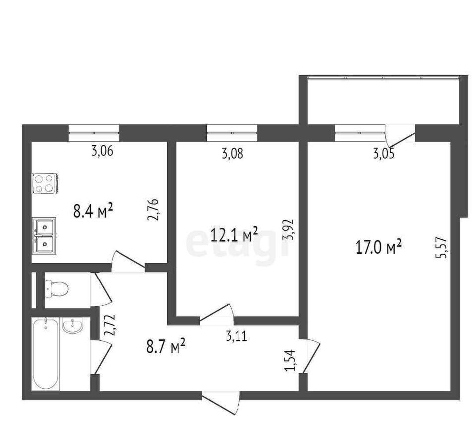 квартира г Тюмень р-н Калининский ул Клары Цеткин 29к/2 фото 6