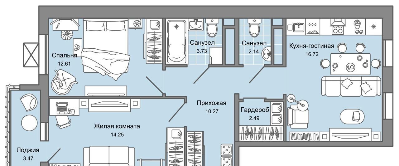 квартира г Ульяновск р-н Заволжский ЖК Юлла 1 этап, стр. 2 фото 1