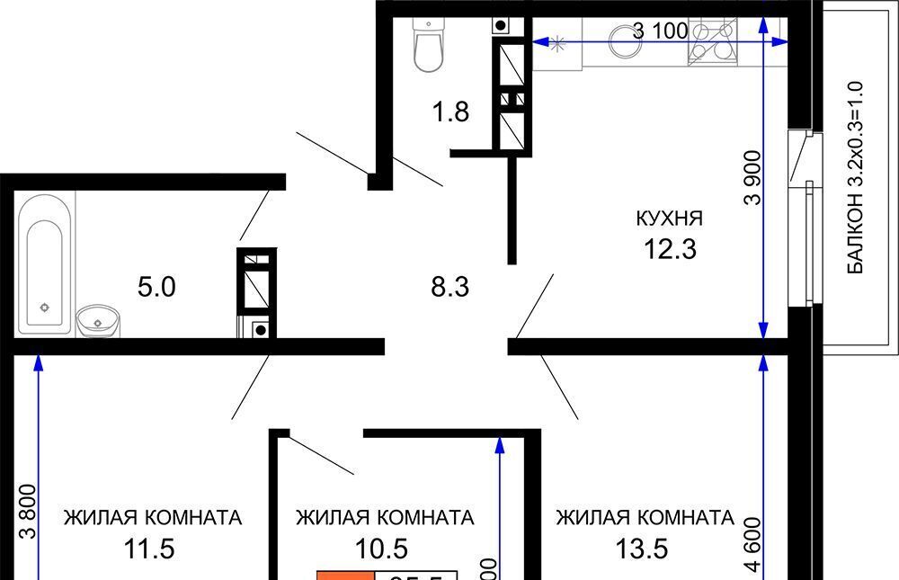 квартира г Краснодар р-н Прикубанский ЖК «Дыхание» фото 1