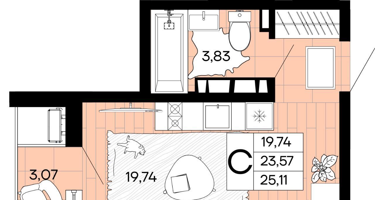 Продам студию в новостройке в районе Центральном в городе Краснодаре 24.0  м² этаж 2/9 3855920 руб база Олан ру объявление 124133096