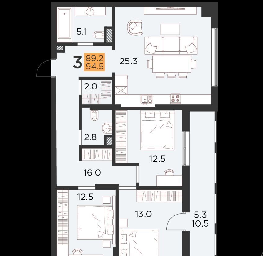 квартира г Калининград р-н Центральный пр-кт Советский 132 ЖК «Соло» фото 6