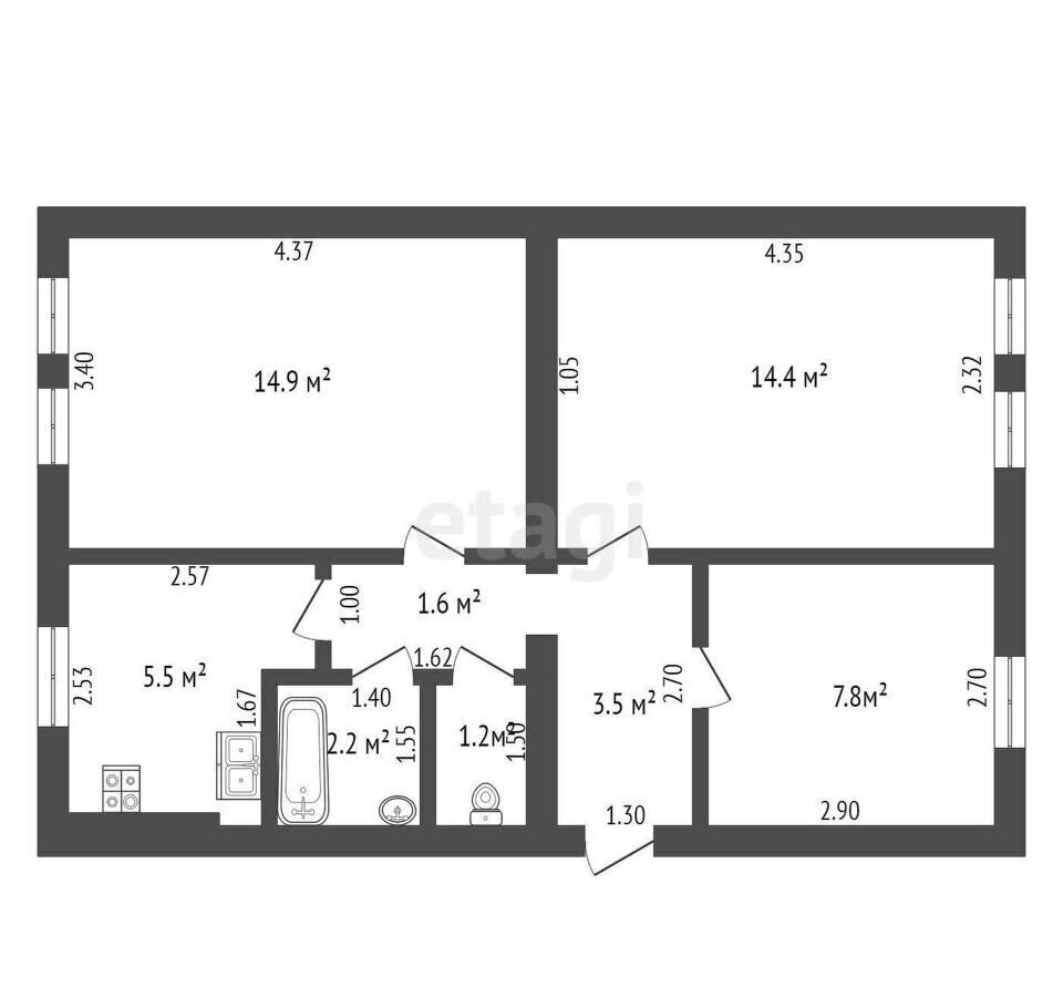 квартира г Ишим ул Казанская 38 фото 20