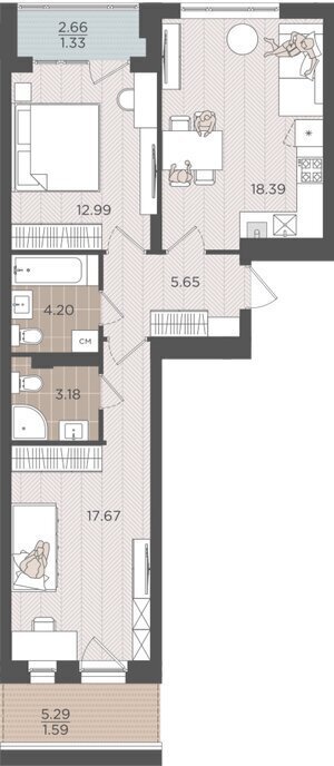 квартира г Калининград р-н Московский ул Батальная 65б фото 1