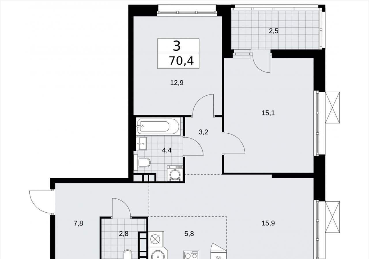 квартира г Москва метро Коммунарка кв-л 160, з/у 1В, д. 4, Московская область фото 2