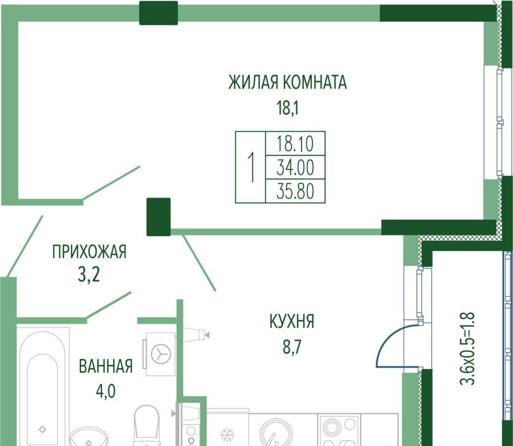 квартира г Краснодар р-н Прикубанский ЖК «Екатерининский парк» фото 1