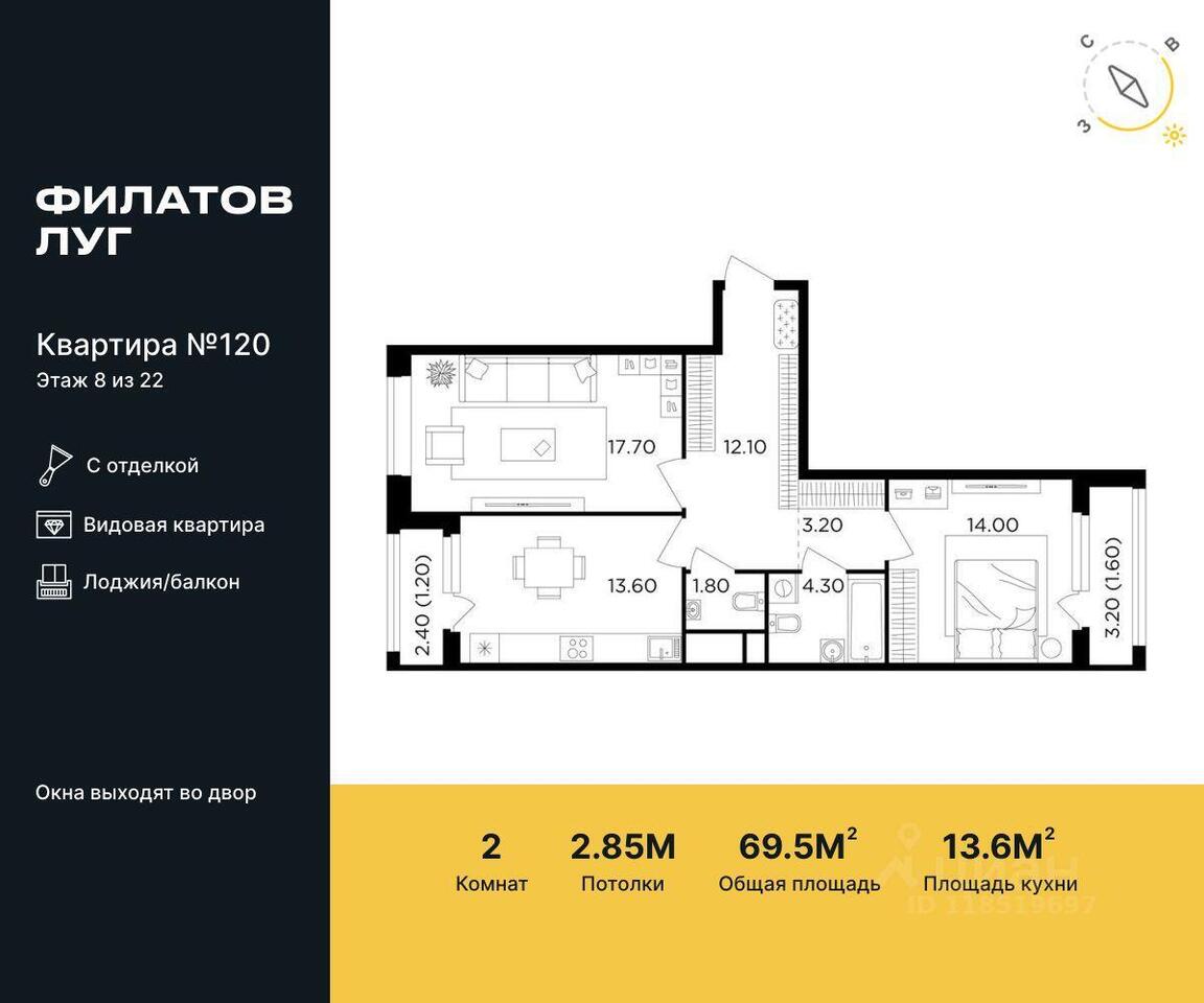 квартира г Москва п Московский д Картмазово ул Картмазовские Пруды ЖК «Филатов луг» Новомосковский административный округ, к 6, Московская область, городской округ Зарайск, Московский фото 1