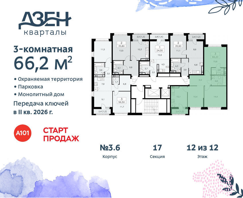 квартира г Москва метро Коммунарка ТиНАО ЖР «Дзен-кварталы» 3/5 фото 2