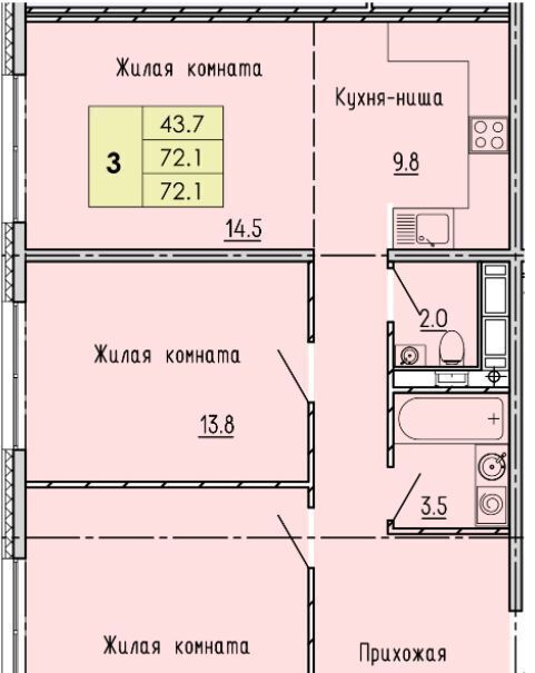 квартира г Пенза р-н Октябрьский ул Яшиной 4 ЖК «Лугометрия» Октябрьский район фото 3