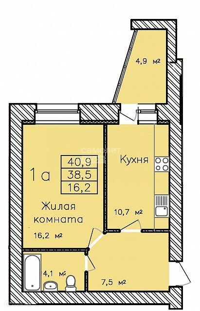 квартира г Тамбов р-н Октябрьский ул Сабуровская 1бк/1 Тамбовский район фото 2