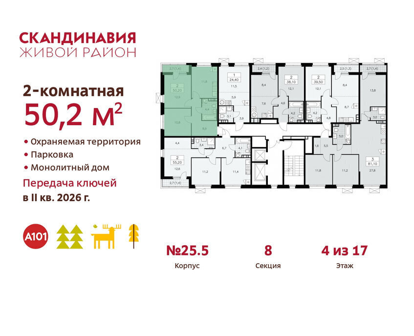 квартира г Москва метро Коммунарка ТиНАО жилой комплекс Скандинавия фото 2