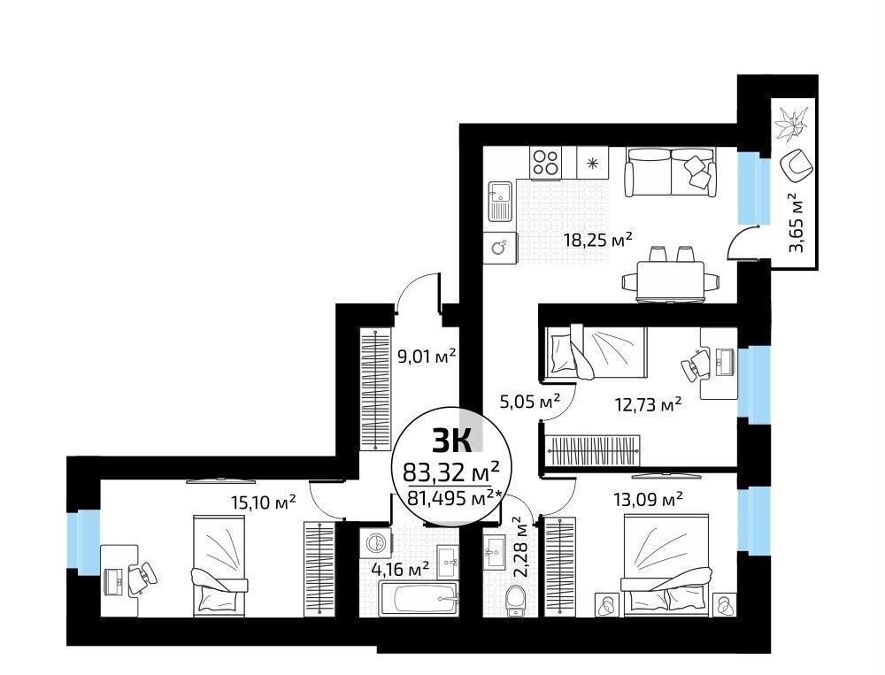 квартира г Самара п Мехзавод кв-л 1 р-н Красноглинский секц. 68-71 фото 1