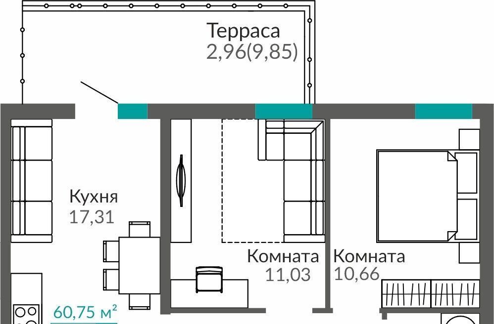 квартира г Симферополь р-н Киевский Крымская Роза Горизонты жилой комплекс фото 1