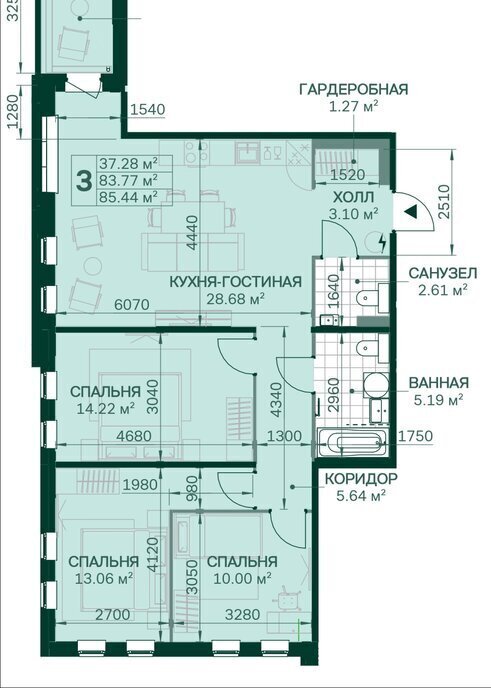 квартира г Санкт-Петербург метро Новочеркасская ул Магнитогорская 5к/3 ЖК Magnifika Residence округ Большая Охта фото 1