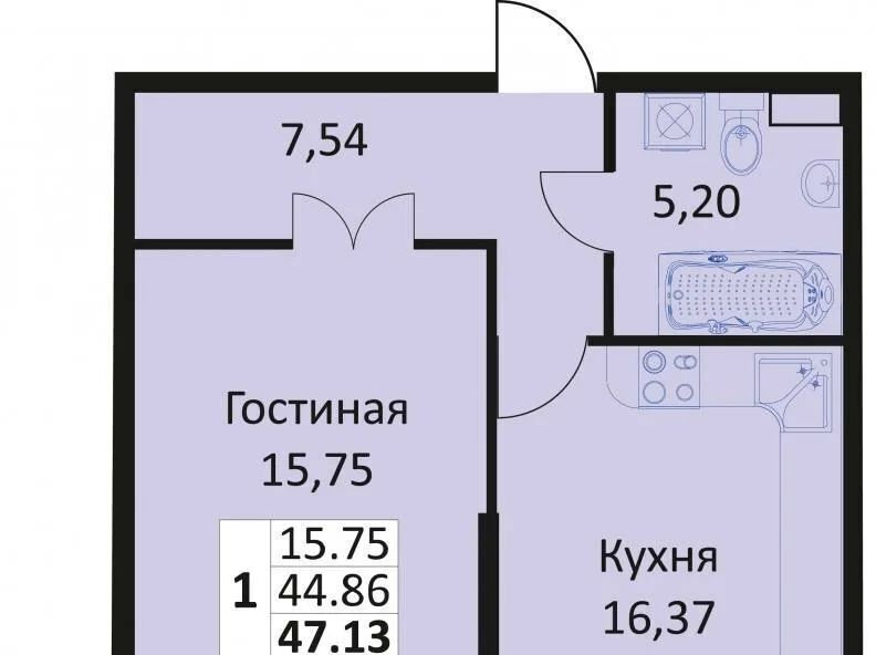 квартира г Краснодар р-н Карасунский ул Автолюбителей 1г ЖК «Парусная Регата» фото 15