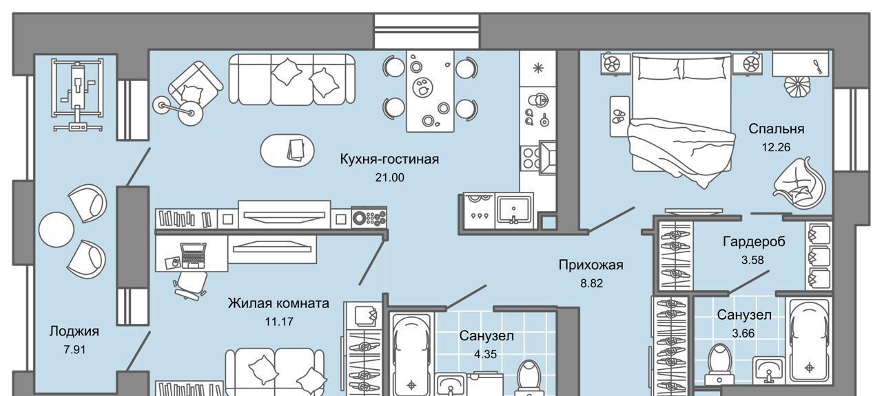 квартира г Ульяновск р-н Засвияжский ЖК «Город новаторов» ул. Шигаева/Ефремова, стр. 1 фото 1