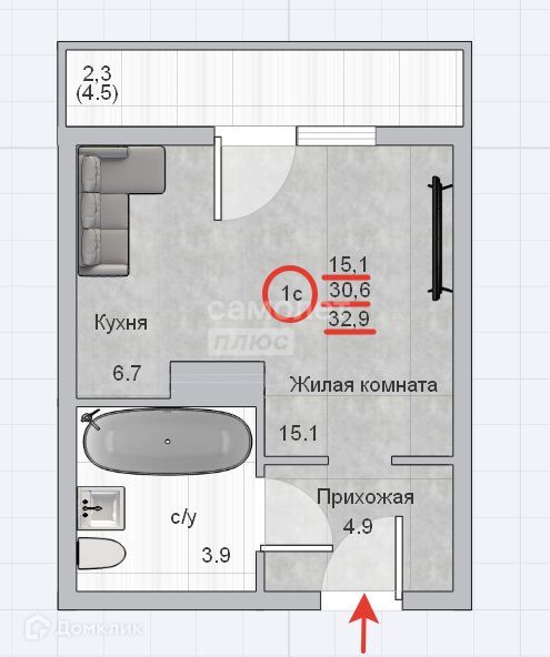 квартира г Новосибирск р-н Октябрьский ул Кирова 225 городской округ Новосибирск фото 10