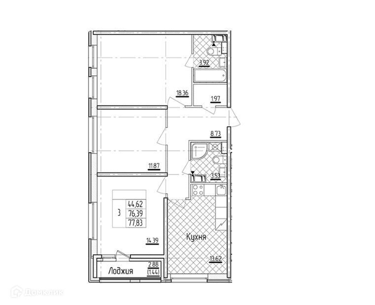 квартира г Санкт-Петербург ул Кубинская 3с/1 Московский район, 82к фото 1