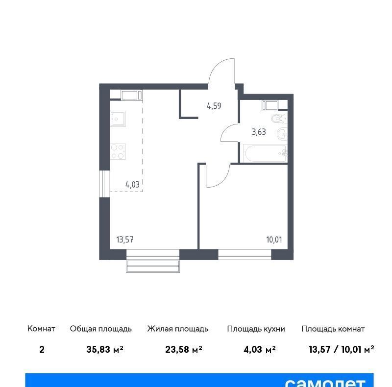 квартира г Москва п Мосрентген ЖК «Квартал Румянцево» метро Саларьево к 1, Московская область фото 1