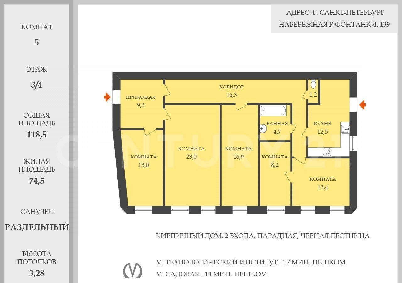 квартира г Санкт-Петербург наб Реки Фонтанки 139 Технологический ин-т I фото 40