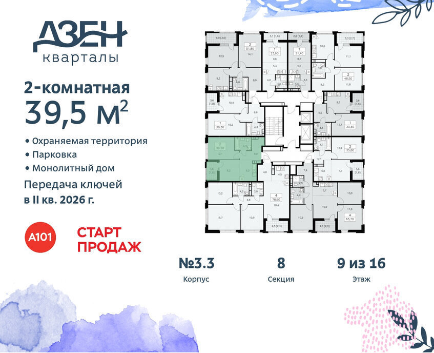 квартира г Москва метро Коммунарка ТиНАО ЖР «Дзен-кварталы» 3/5 фото 2