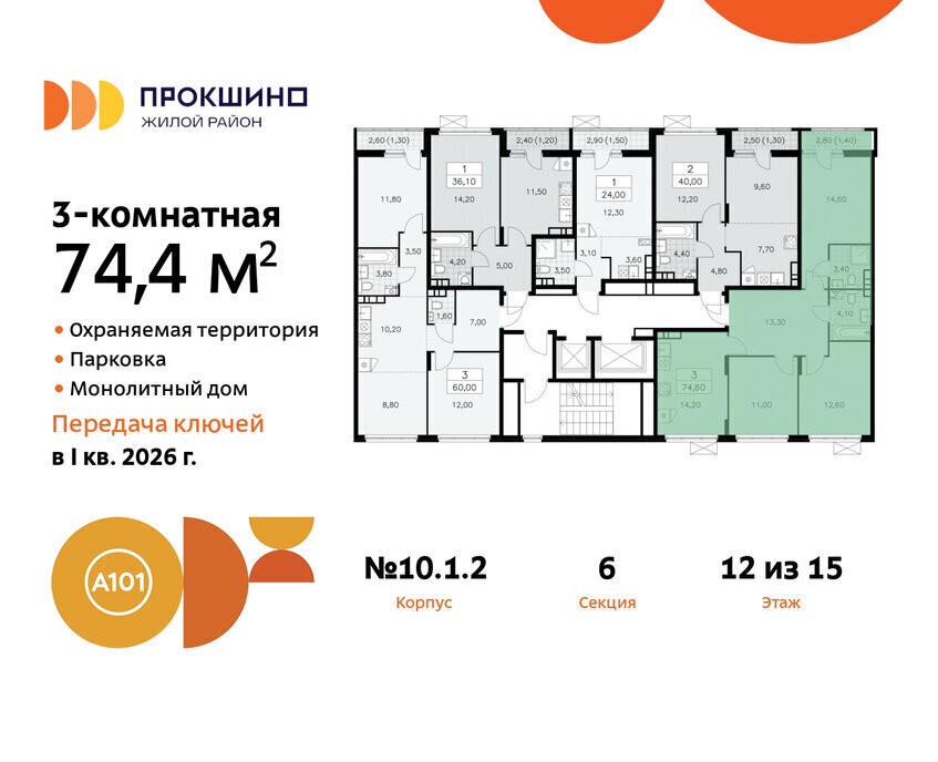 квартира г Москва п Сосенское ЖК Прокшино метро Прокшино метро Коммунарка ТиНАО к 10. 1.1 фото 2