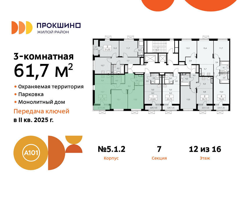 квартира г Москва п Сосенское ЖК Прокшино 1/4 метро Прокшино метро Коммунарка ТиНАО 5. фото 2