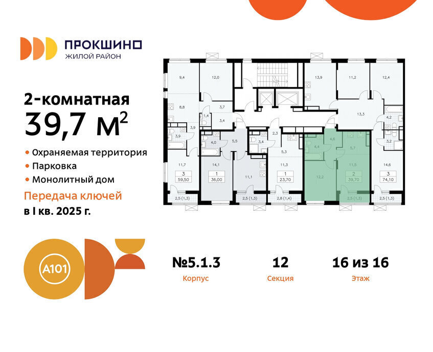 квартира г Москва п Сосенское ЖК Прокшино 1/4 метро Прокшино метро Коммунарка ТиНАО 5. фото 2