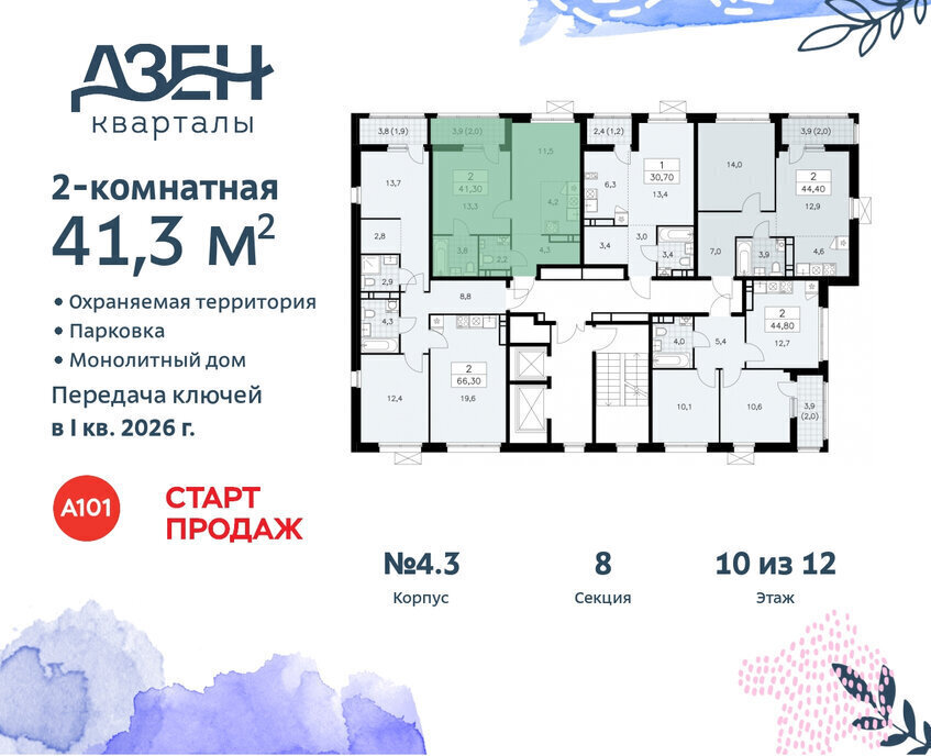 квартира г Москва метро Коммунарка ТиНАО ЖР «Дзен-кварталы» фото 2