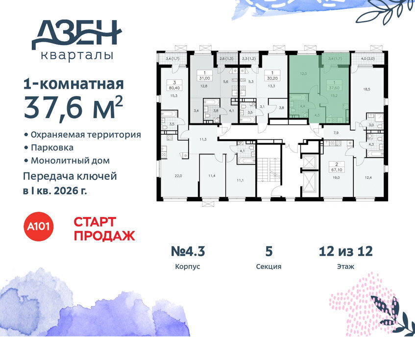 квартира г Москва метро Коммунарка ТиНАО ЖР «Дзен-кварталы» фото 2