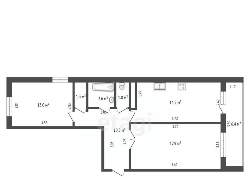 квартира г Набережные Челны р-н Комсомольский Замелекесье 21-й мкр, 9 фото 15