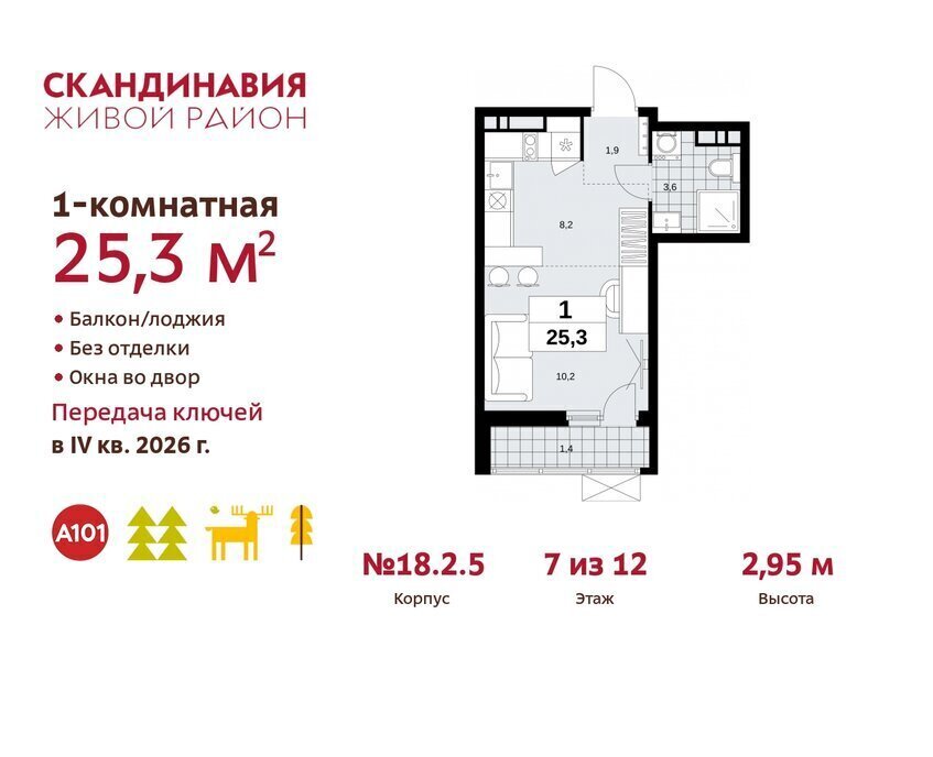 квартира г Москва метро Коммунарка ТиНАО жилой комплекс Скандинавия, 18. 2.2 фото 1