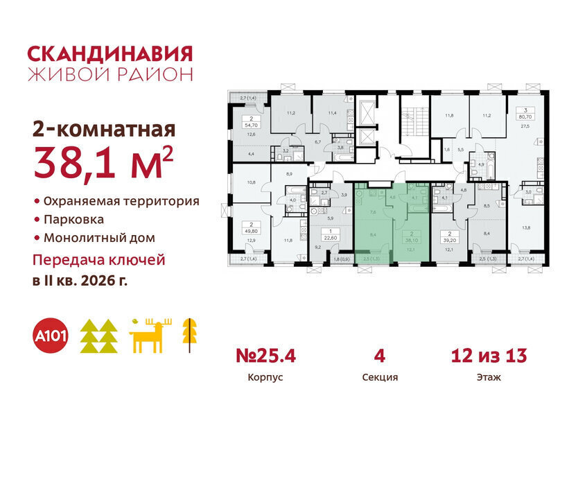 квартира г Москва метро Коммунарка ТиНАО жилой комплекс Скандинавия, 25. 4 фото 2