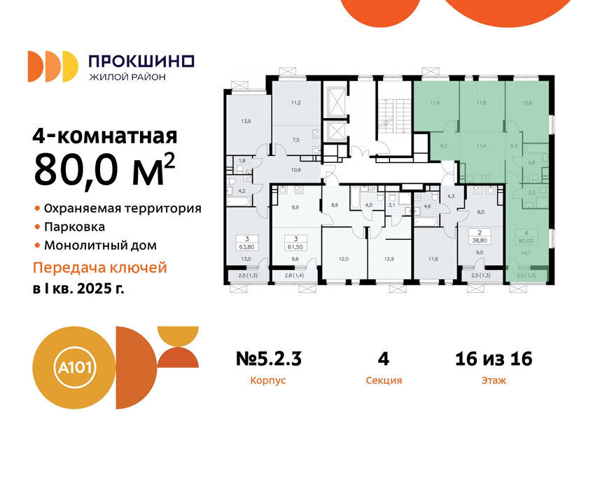 квартира г Москва п Сосенское ЖК Прокшино 1/4 метро Прокшино метро Коммунарка ТиНАО 5. фото 2