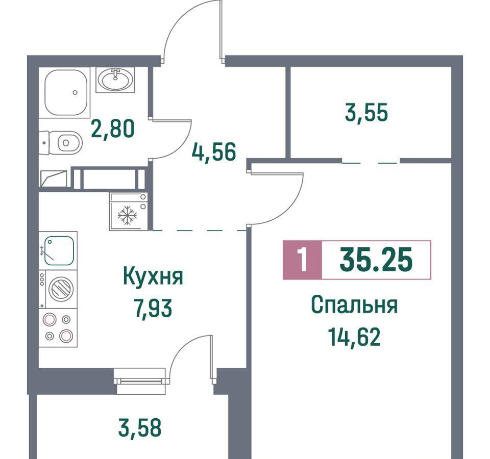 квартира р-н Всеволожский г Мурино пр-кт Авиаторов Балтики 23 ЖК «Фотограф» Девяткино, корп. 1 фото 1