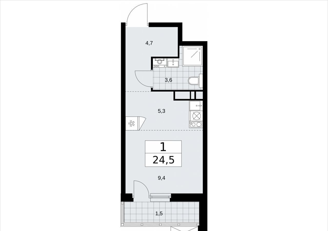 квартира г Москва метро Коммунарка ул. Эдварда Грига, з/у 14Б, д. 37. 2, Московская область фото 2