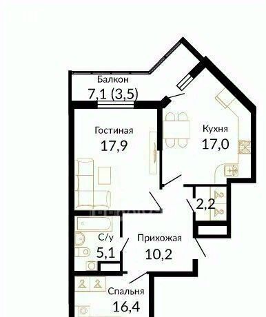 квартира г Новороссийск р-н Центральный ул Куникова 55к/2 фото 3