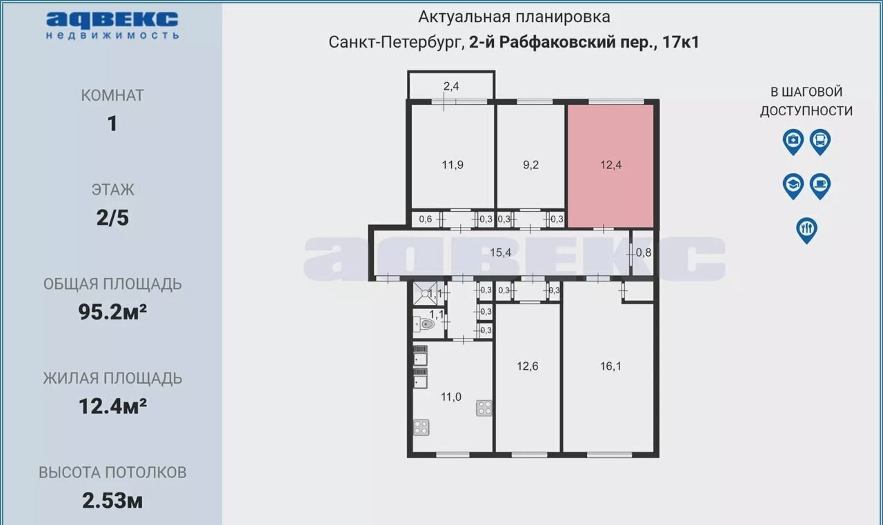 комната г Санкт-Петербург метро Обухово Троицкое поле пер 2-й Рабфаковский 17к/1 округ Обуховский фото 8