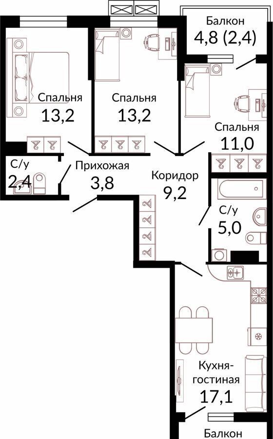 квартира г Краснодар р-н Прикубанский ул Конгрессная 1/1 фото 1