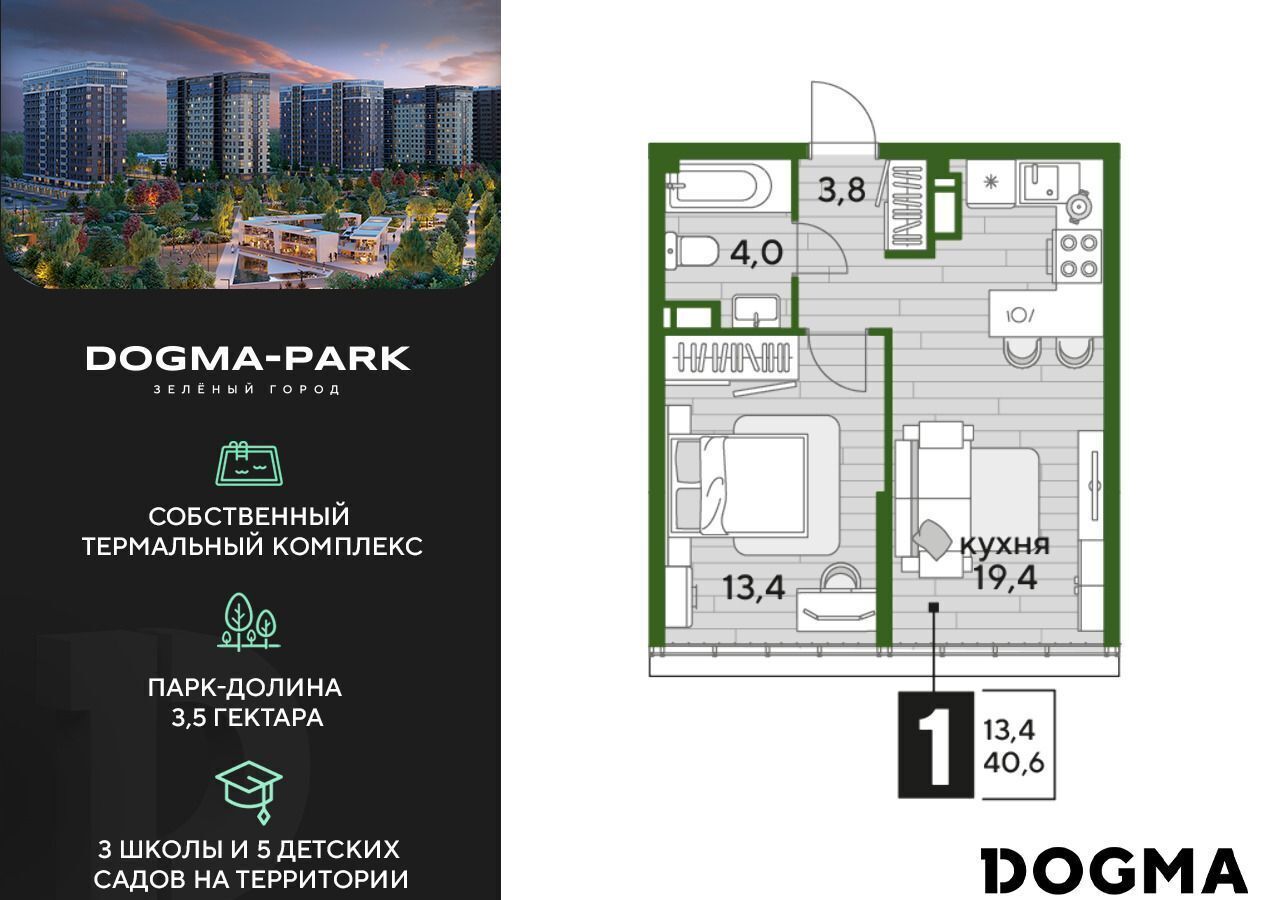 квартира г Краснодар р-н Прикубанский ул Красных Партизан 1 Мкр. «DOGMA PARK» фото 1