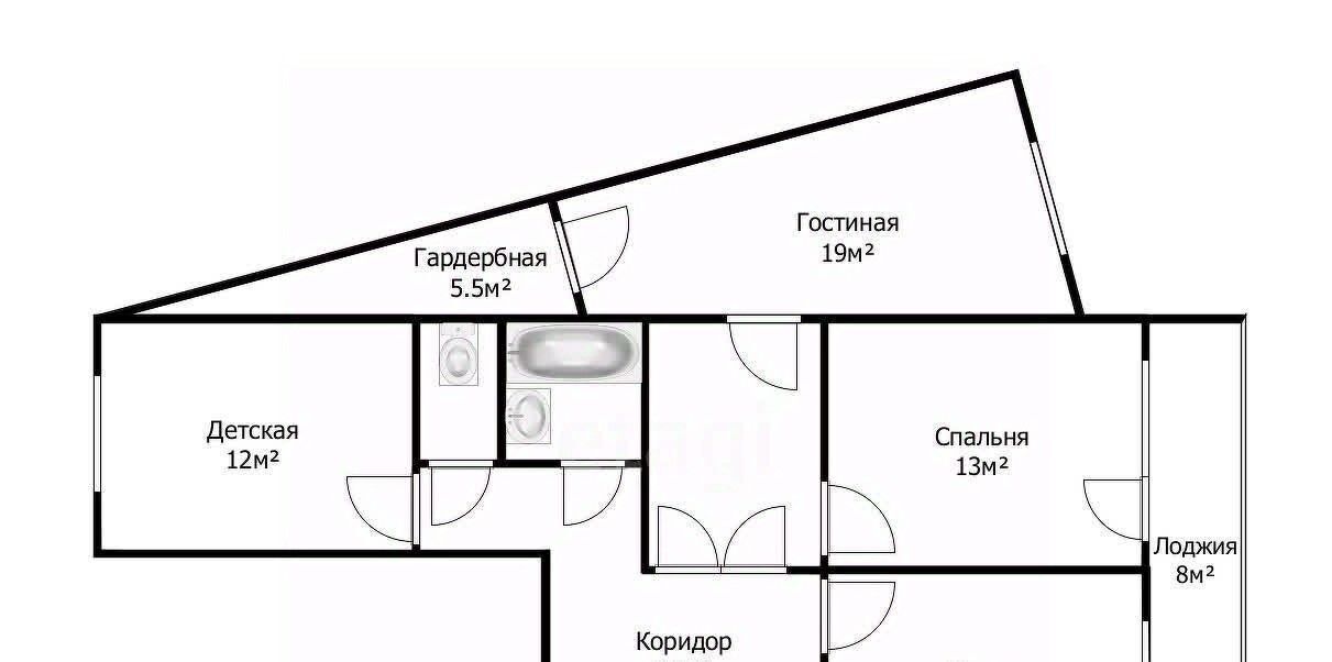 квартира г Томск р-н Октябрьский ул Андрея Крячкова 19 фото 1