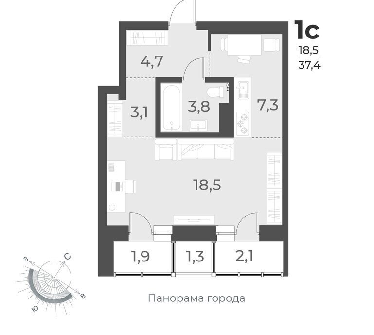 квартира г Новосибирск р-н Заельцовский Заельцовская ул Аэропорт 62 фото 1