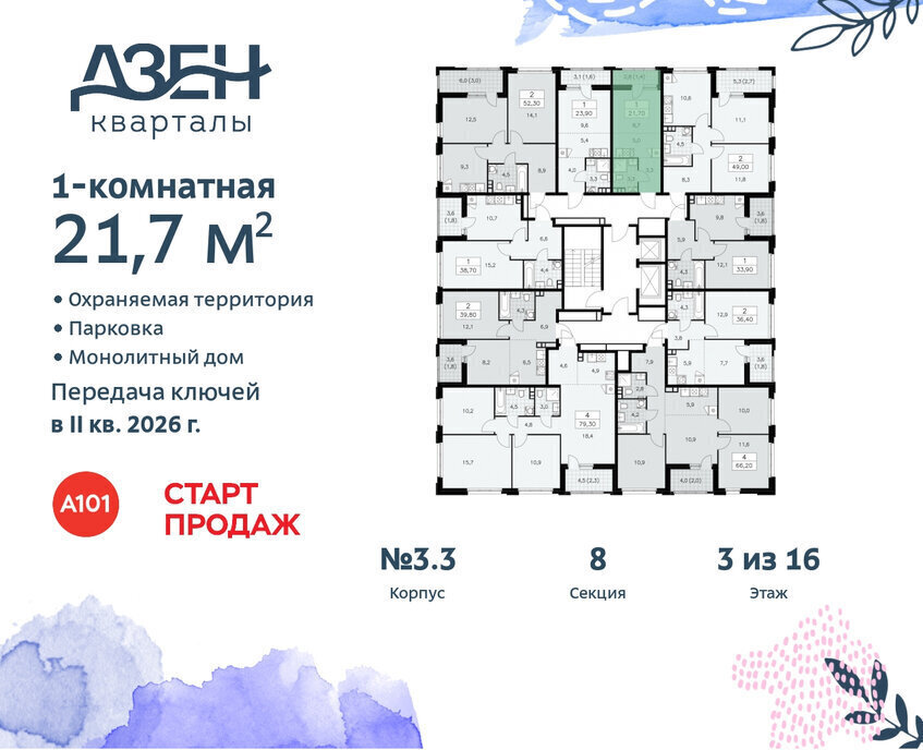 квартира г Москва метро Коммунарка ТиНАО ЖР «Дзен-кварталы» 3/5 фото 2