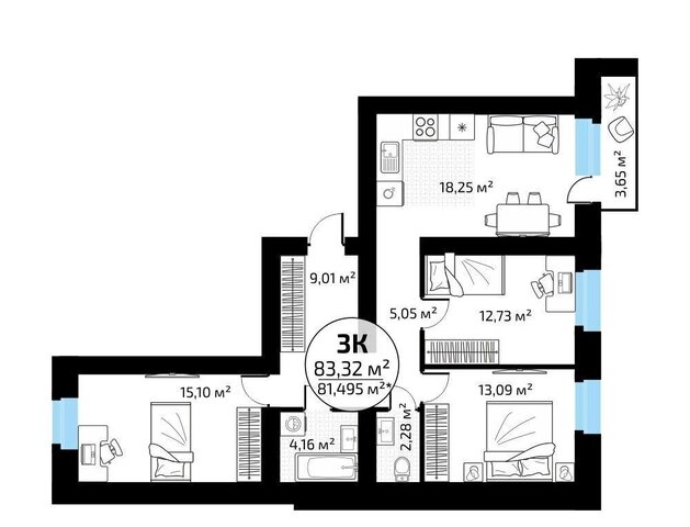 квартира п Мехзавод кв-л 1 р-н Красноглинский секц. 68-71 фото