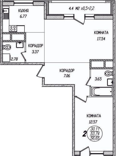 квартира г Краснодар р-н Прикубанский ул им. М.П. Шемякина 2 фото 20