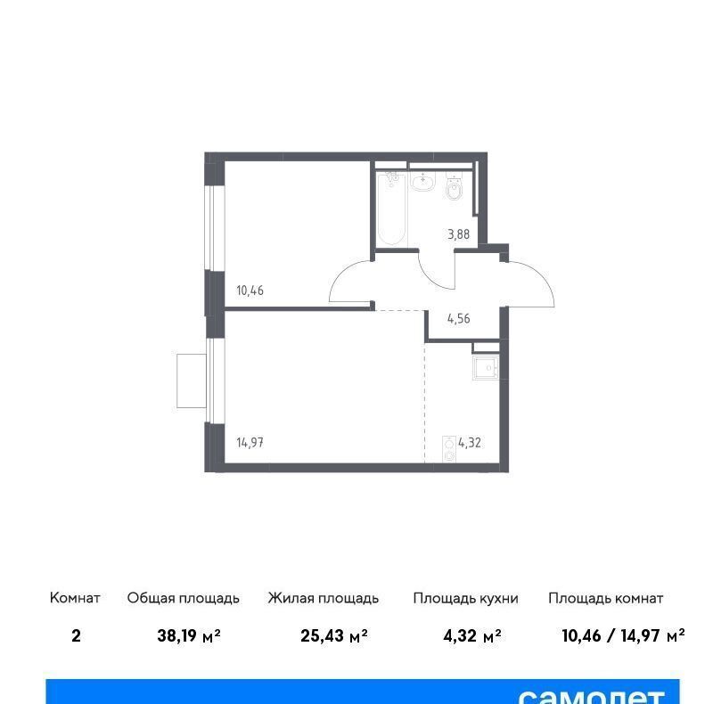 квартира городской округ Домодедово с Ям ЖК Прибрежный Парк корп. 7. 2 фото 1