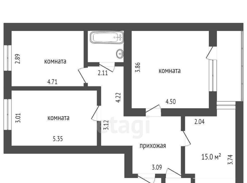 квартира г Тюмень р-н Калининский ул Самарцева 3 Калининский административный округ фото 2