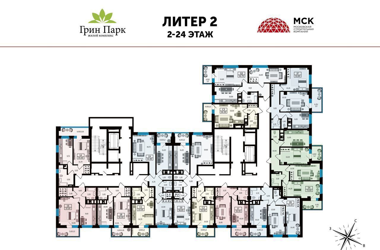 квартира г Ростов-на-Дону р-н Первомайский Мирный ул Раздорская 2 д. 2А фото 3