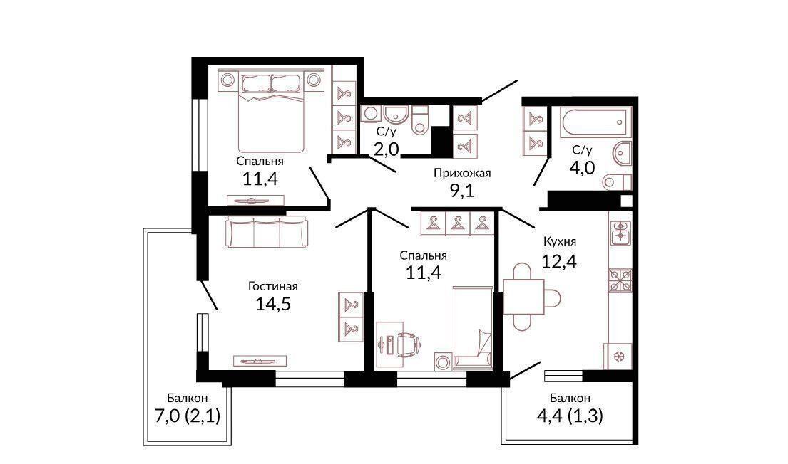 квартира г Краснодар р-н Прикубанский ул Конгрессная 1/2 фото 1