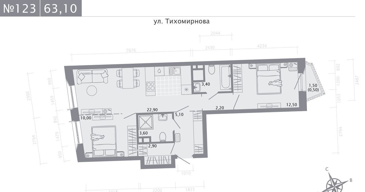 квартира г Казань р-н Вахитовский Суконная слобода ул Калинина ЖК «‎Нити» жилые дома фото 8